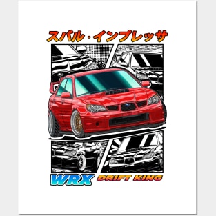 Red Subie Impreza WRX STi Hawk Eye Drifting Posters and Art